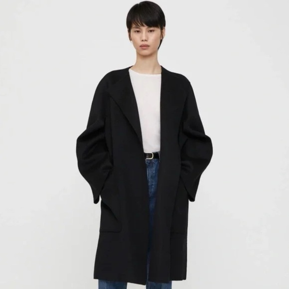NWOT Toteme Black Double Wool Cape CoatSize 36